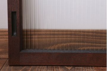 アンティーク　モールガラス入り!レトロな古い木味の引き戸2枚セット(窓)