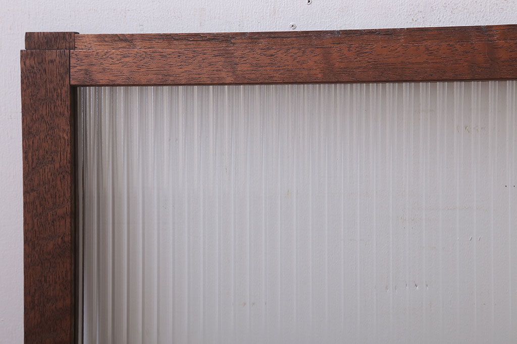 アンティーク　モールガラス入り!レトロな古い木味の引き戸2枚セット(窓)