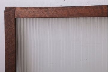 アンティーク　モールガラス入り!レトロな古い木味の引き戸2枚セット(窓)