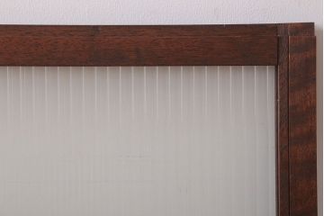 アンティーク　モールガラス入り!レトロな古い木味の引き戸2枚セット(窓)