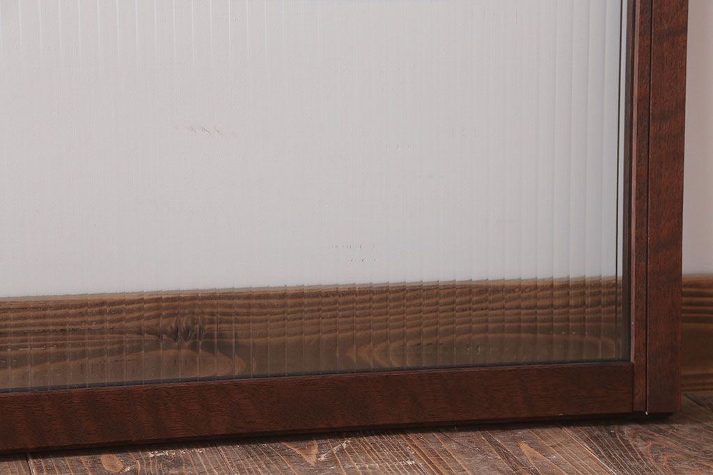 アンティーク　モールガラス入り!レトロな古い木味の引き戸2枚セット(窓)