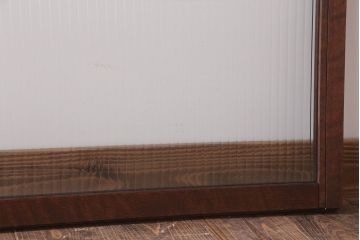 アンティーク　モールガラス入り!レトロな古い木味の引き戸2枚セット(窓)