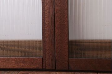 アンティーク　モールガラス入り!レトロな古い木味の引き戸2枚セット(窓)