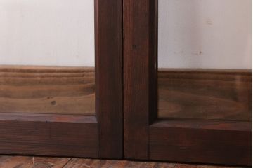 アンティーク　クリアガラス入り!レトロな古い木味の引き戸2枚セット(窓)