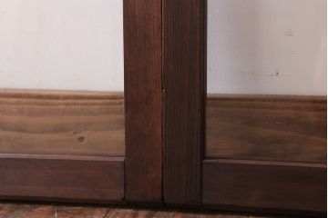 アンティーク　クリアガラス入り!レトロな古い木味の引き戸2枚セット(窓)