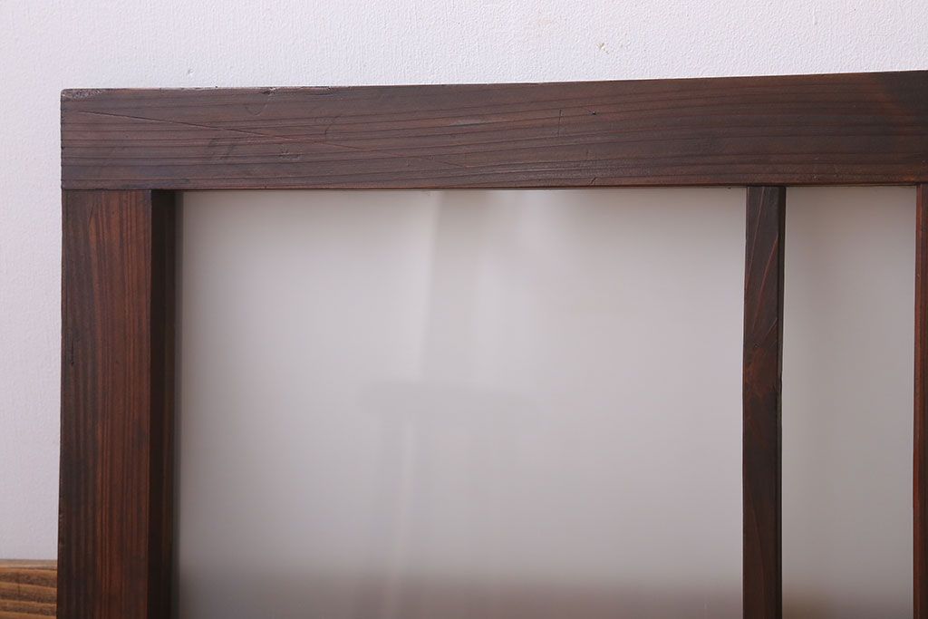 昭和レトロ　すりガラス入り!古い木製の明り取り