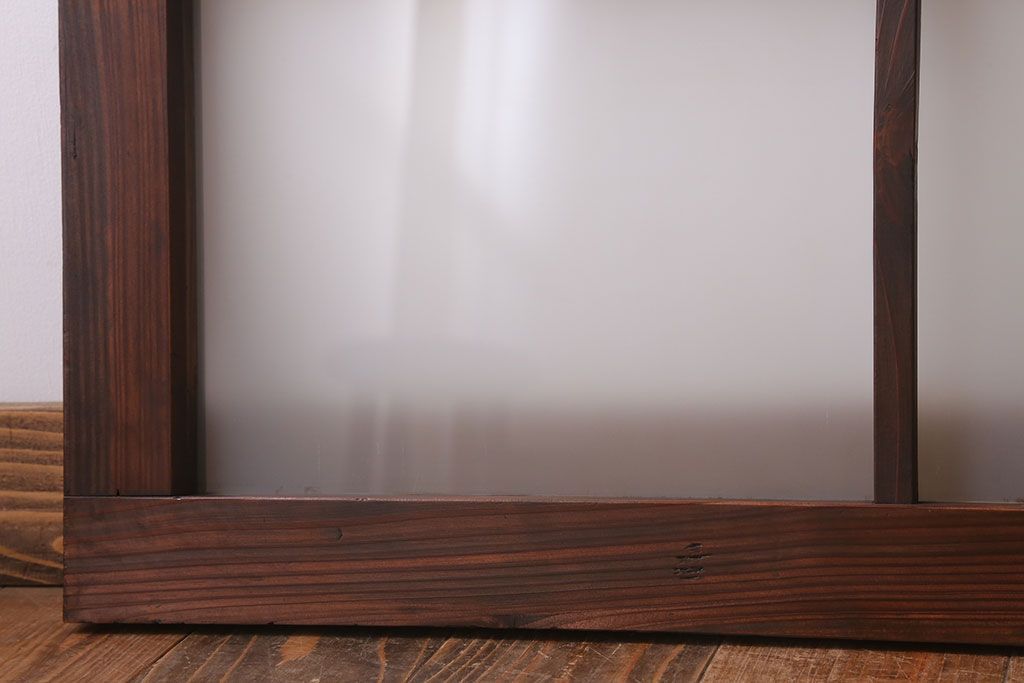 昭和レトロ　すりガラス入り!古い木製の明り取り