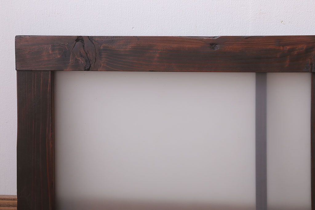 昭和レトロ　すりガラス入り!古い木製の明り取り