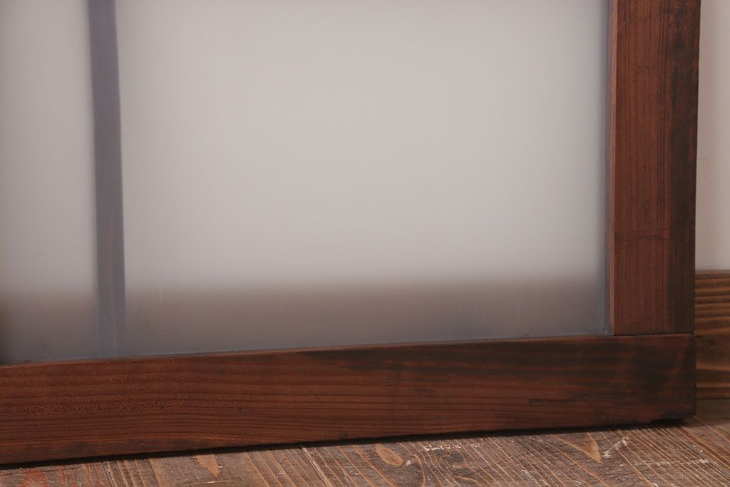 昭和レトロ　すりガラス入り!古い木製の明り取り