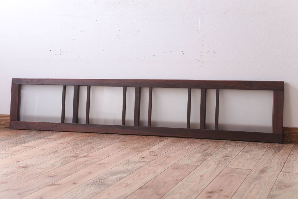 昭和レトロ　すりガラス入り!古い木製の明り取り(2)