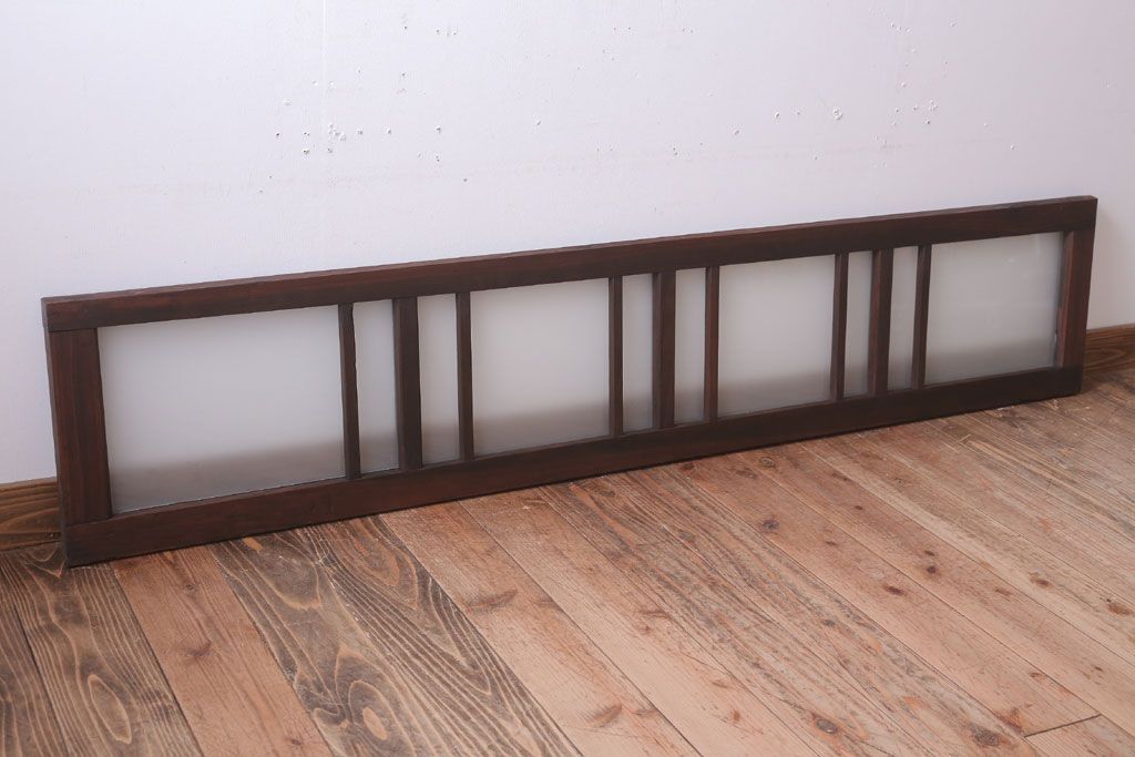 昭和レトロ　すりガラス入り!古い木製の明り取り(2)