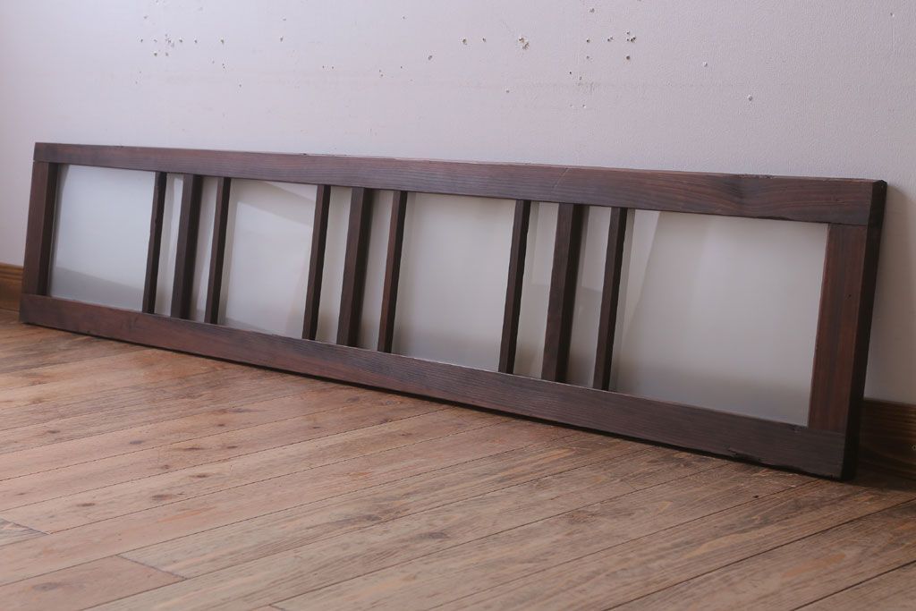 昭和レトロ　すりガラス入り!古い木製の明り取り(2)