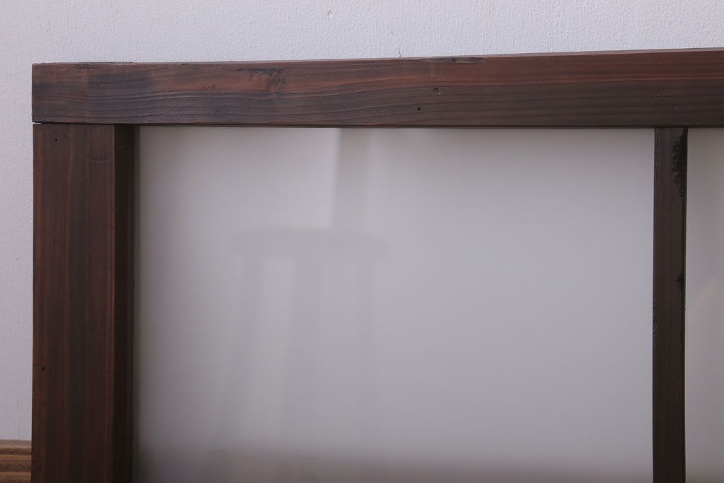 昭和レトロ　すりガラス入り!古い木製の明り取り(2)