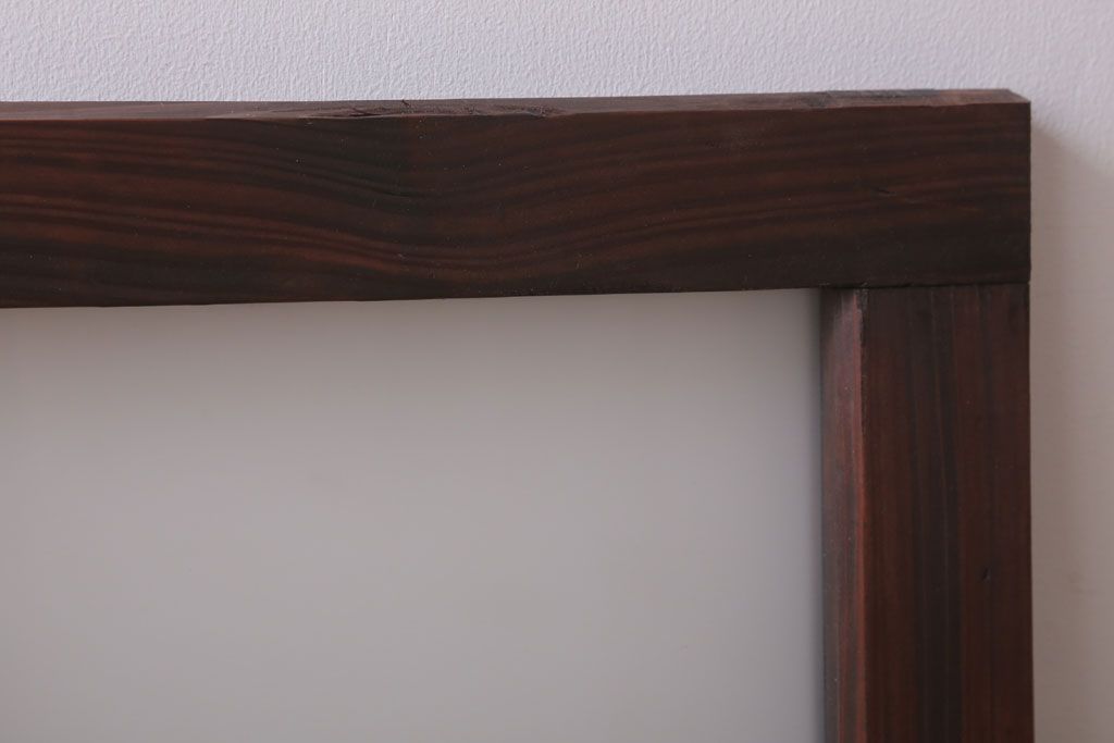 昭和レトロ　すりガラス入り!古い木製の明り取り(2)