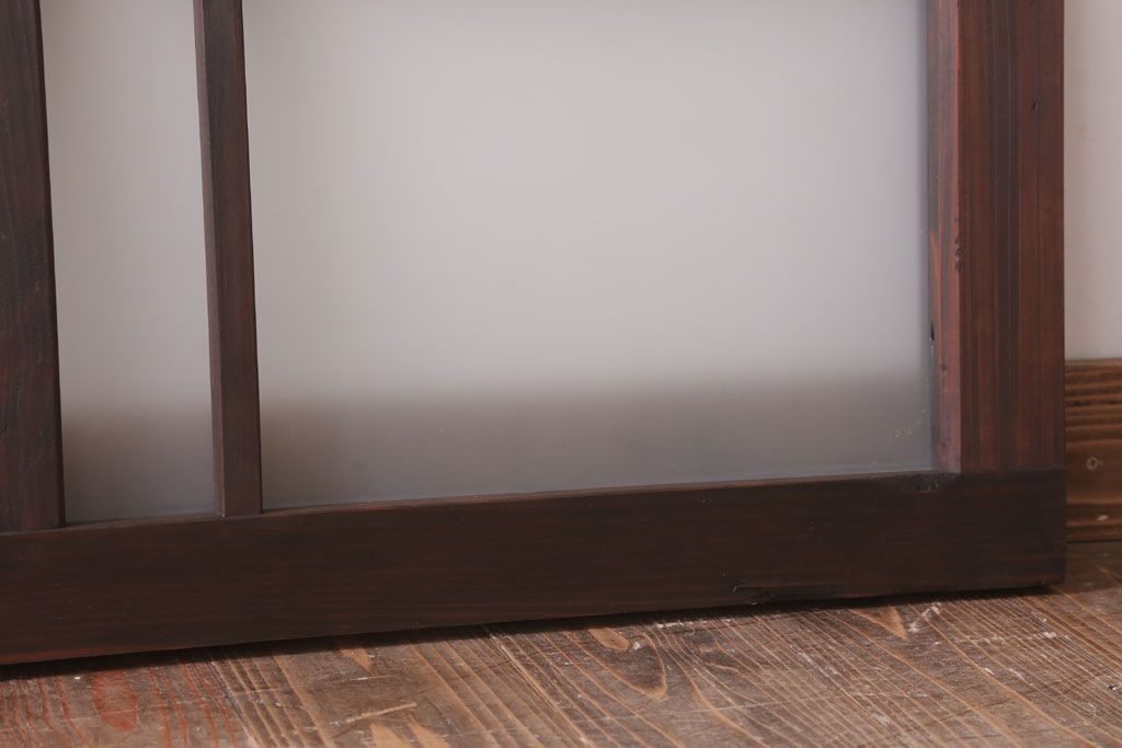 昭和レトロ　すりガラス入り!古い木製の明り取り(2)