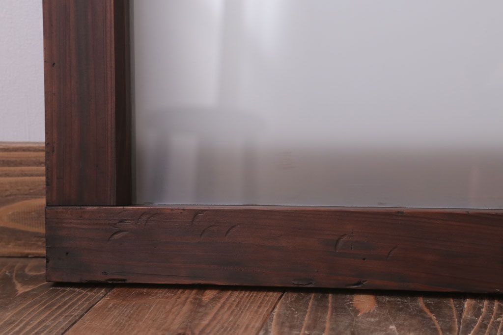 昭和レトロ　すりガラス入り!古い木製の明り取り(2)