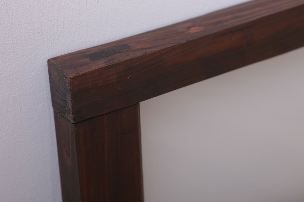 昭和レトロ　すりガラス入り!古い木製の明り取り(2)