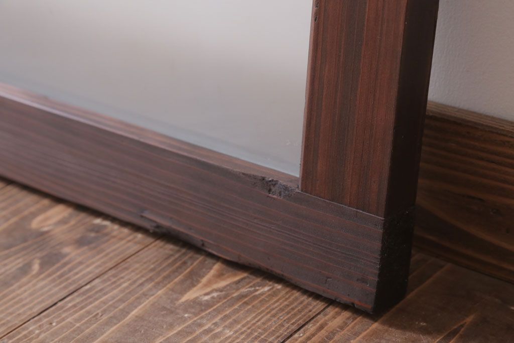 昭和レトロ　すりガラス入り!古い木製の明り取り(2)