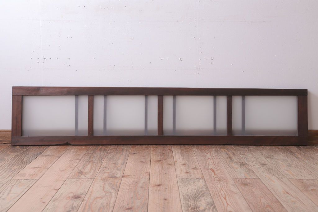 昭和レトロ　すりガラス入り!古い木製の明り取り(2)