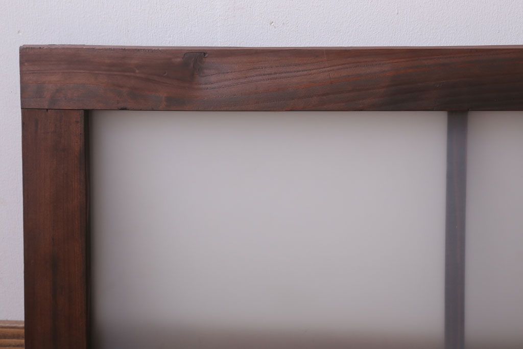 昭和レトロ　すりガラス入り!古い木製の明り取り(2)