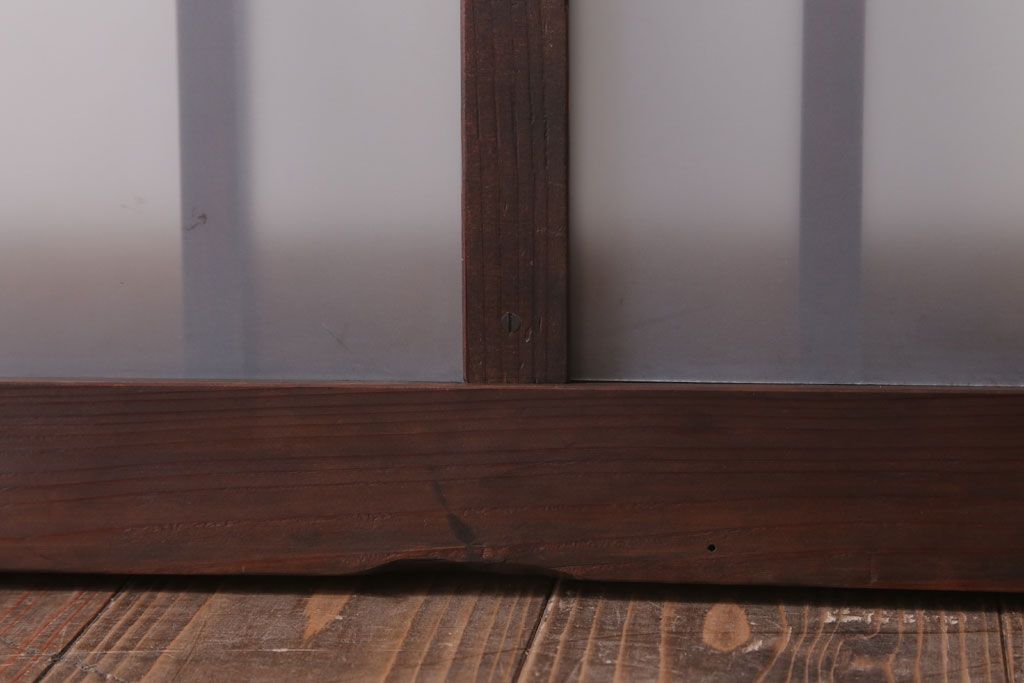 昭和レトロ　すりガラス入り!古い木製の明り取り(2)