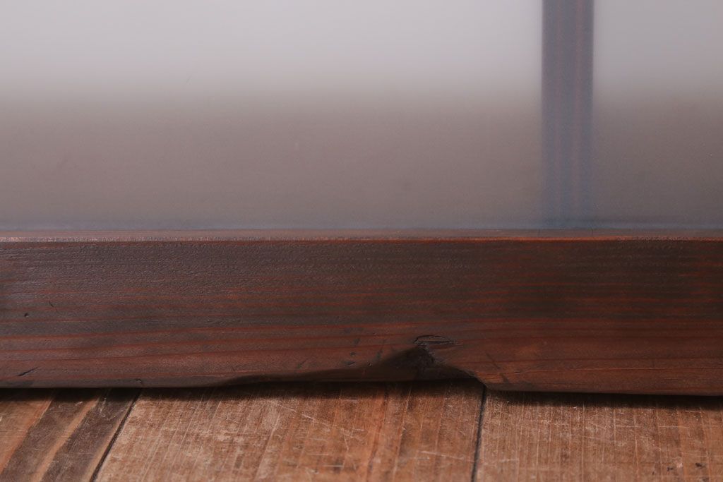 昭和レトロ　すりガラス入り!古い木製の明り取り(2)