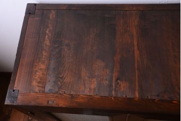 アンティーク家具　古民具・骨董　大正〜昭和期　ダイヤガラス入り!古い木製の収納棚