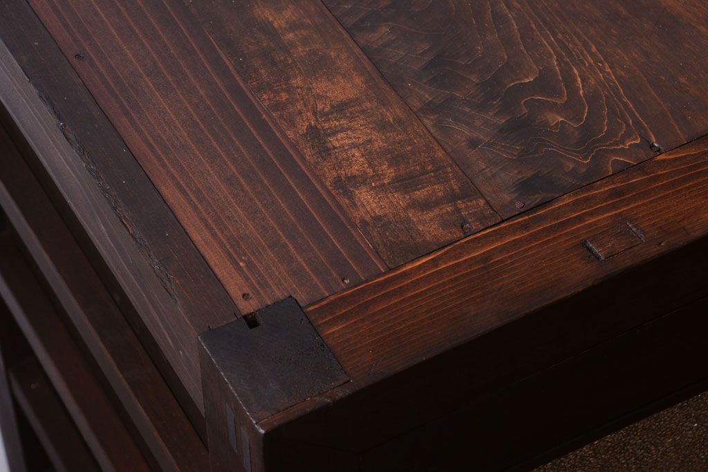 アンティーク家具　古民具・骨董　大正〜昭和期　ダイヤガラス入り!古い木製の収納棚