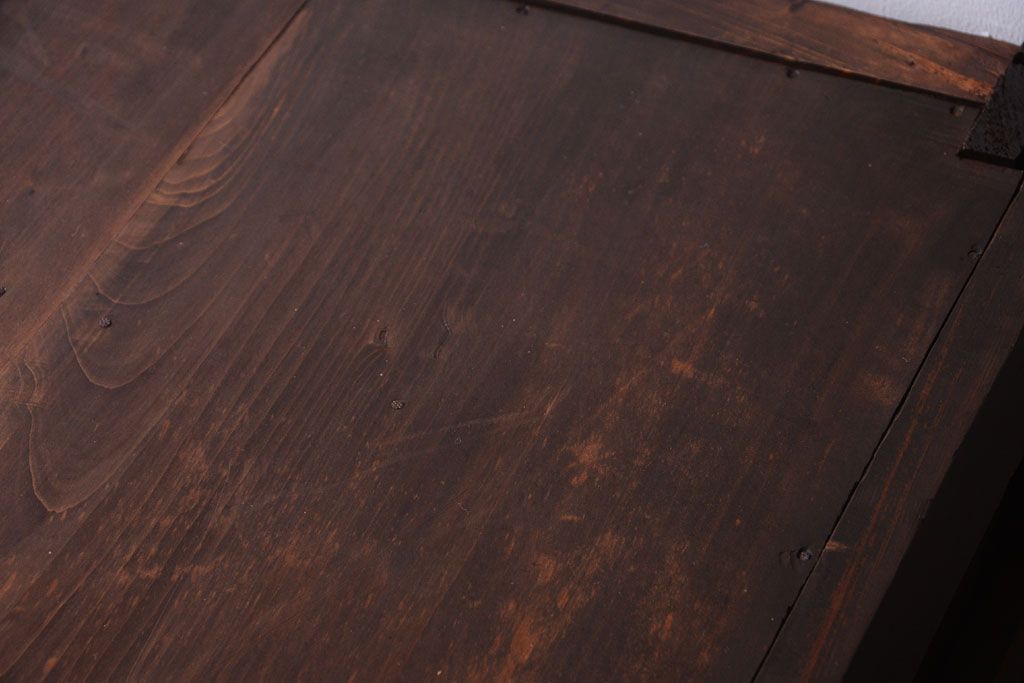 アンティーク家具　古民具・骨董　大正〜昭和期　ダイヤガラス入り!古い木製の収納棚