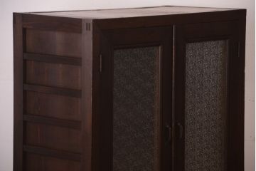 アンティーク家具　古民具・骨董　大正〜昭和期　ダイヤガラス入り!古い木製の収納棚