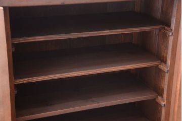 アンティーク家具　古民具・骨董　大正〜昭和期　ダイヤガラス入り!古い木製の収納棚