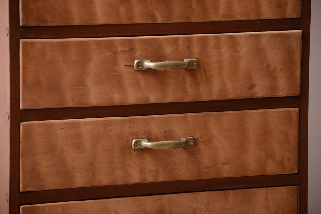 レトロ家具　昭和レトロ　古い木製のアンティーク7杯小引き出し