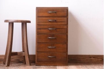 レトロ家具　昭和レトロ　古い木製のアンティーク6杯小引き出し