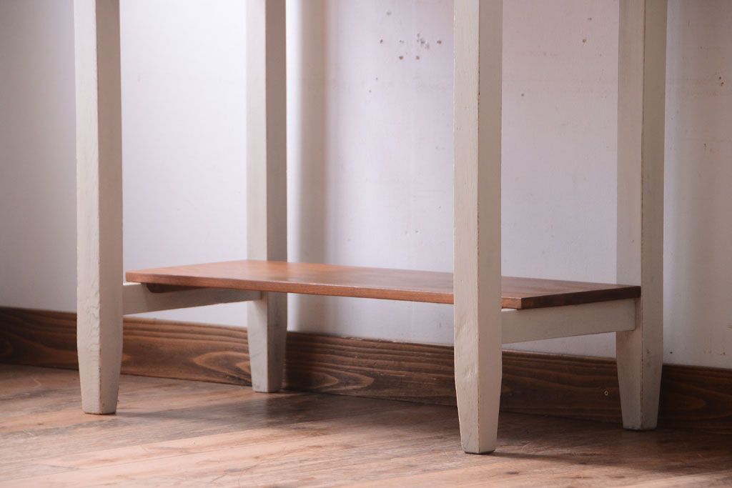 レトロ家具　アンティークペイント　古い木のレトロな平机(コンソールテーブル)