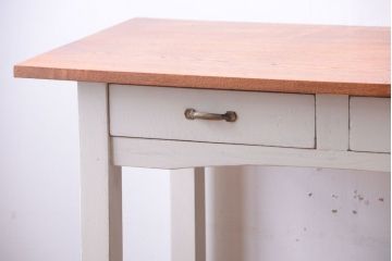 レトロ家具　アンティークペイント　古い木のレトロな平机(コンソールテーブル)