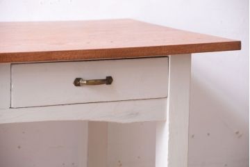 レトロ家具　アンティークペイント　古い木のレトロな平机(コンソールテーブル)