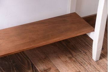 レトロ家具　アンティークペイント　古い木のレトロな平机(コンソールテーブル)