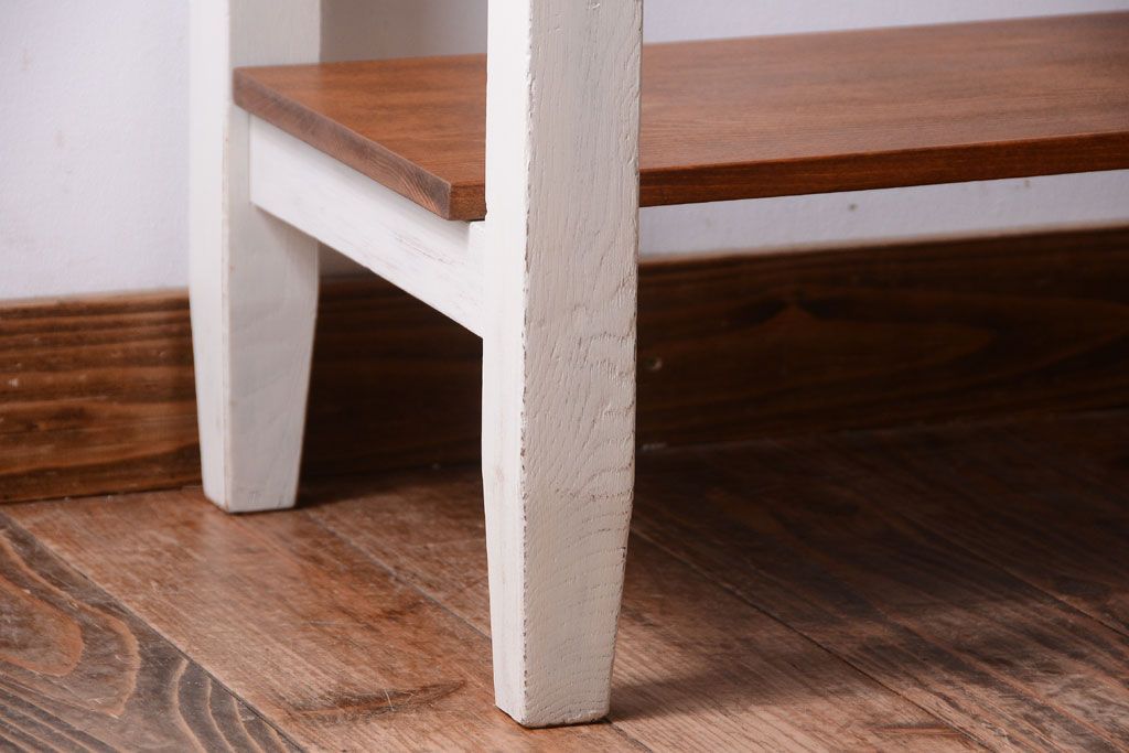 レトロ家具　アンティークペイント　古い木のレトロな平机(コンソールテーブル)