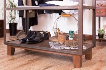 ラフジュ工房オリジナル　脚付きのシンプルなアイアンラック(小)(1)