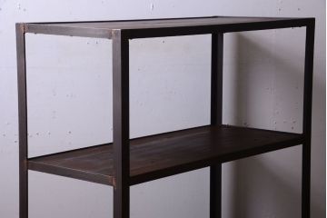 ラフジュ工房オリジナル　脚付きのシンプルなアイアンラック(小)(1)