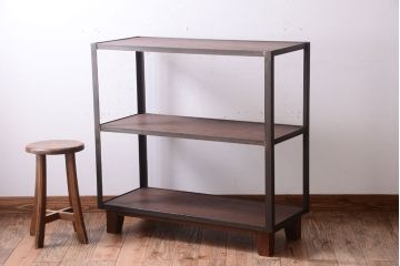 ラフジュ工房オリジナル　脚付きのシンプルなアイアンラック(小)(1)