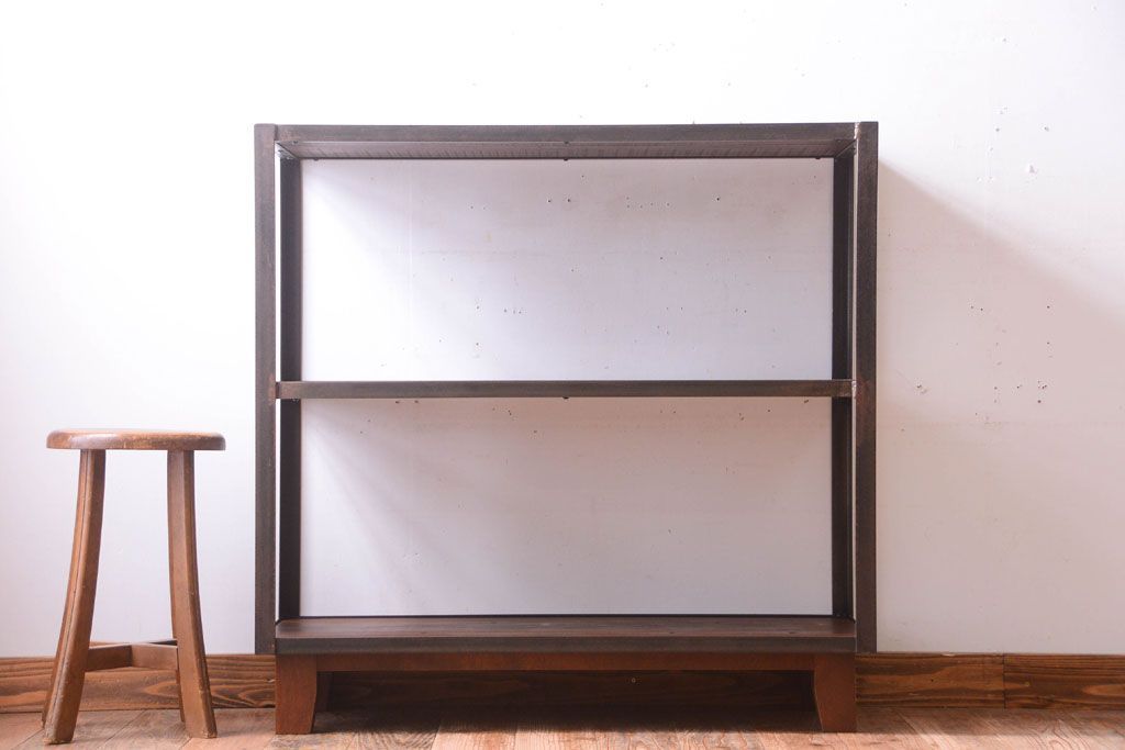 ラフジュ工房オリジナル　脚付きのシンプルなアイアンラック(小)(2)