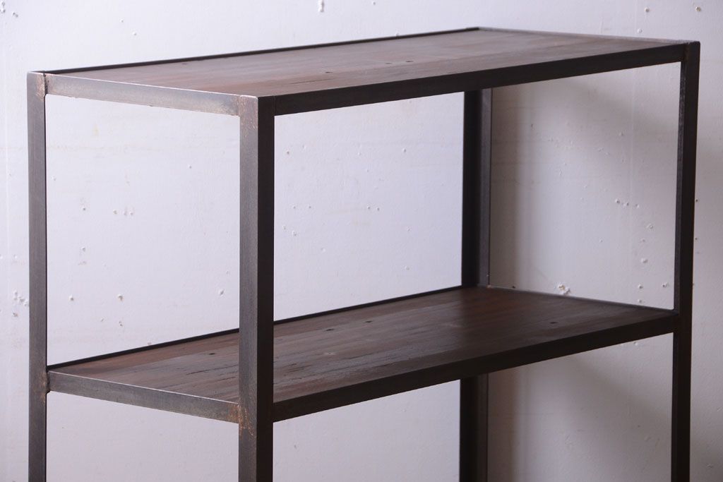 ラフジュ工房オリジナル　脚付きのシンプルなアイアンラック(小)(2)