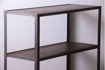 ラフジュ工房オリジナル　脚付きのシンプルなアイアンラック(小)(2)