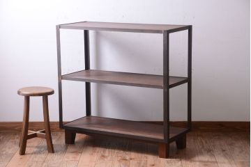 ラフジュ工房オリジナル　脚付きのシンプルなアイアンラック(小)(2)