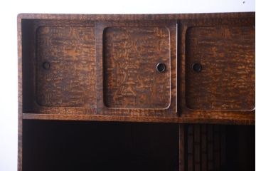 アンティーク家具　和製アンティーク　透かし彫り!前面タモ材の重ね茶箪笥