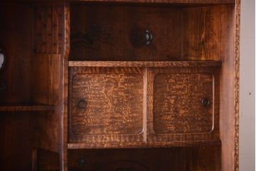 アンティーク家具　和製アンティーク　透かし彫り!前面タモ材の重ね茶箪笥