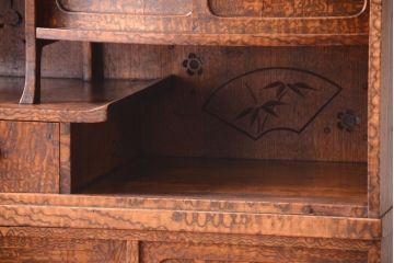 アンティーク家具　和製アンティーク　透かし彫り!前面タモ材の重ね茶箪笥