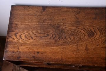 アンティーク家具　和製アンティーク　透かし彫り!前面タモ材の重ね茶箪笥