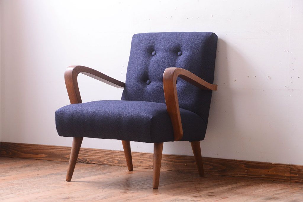 レトロ家具　アンティーク　シンプルでレトロな一人掛けソファ(1)